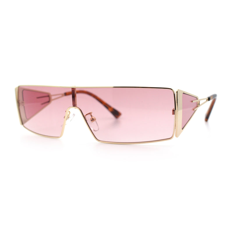 Y2K Side Visor Lens Narrow Rectangle Shield Metal Rim Sunglasses