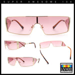 Y2K Side Visor Lens Narrow Rectangle Shield Metal Rim Sunglasses