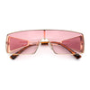 Y2K Side Visor Lens Narrow Rectangle Shield Metal Rim Sunglasses