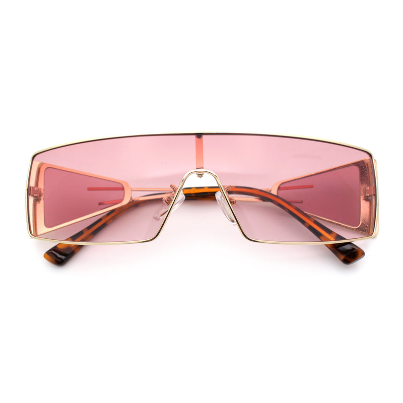 Y2K Side Visor Lens Narrow Rectangle Shield Metal Rim Sunglasses