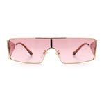Y2K Side Visor Lens Narrow Rectangle Shield Metal Rim Sunglasses