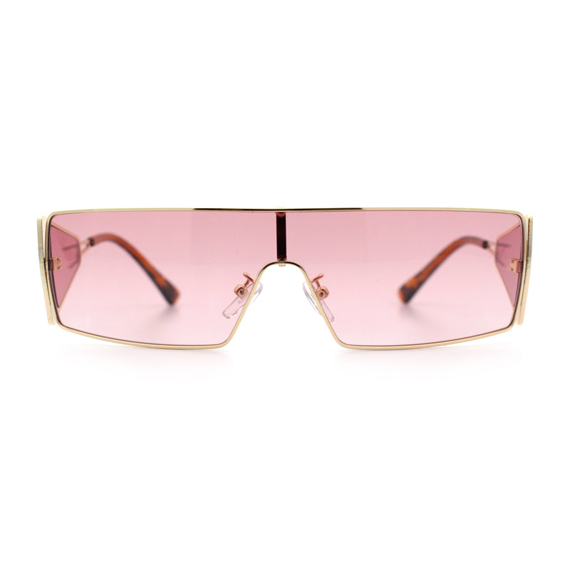 Y2K Side Visor Lens Narrow Rectangle Shield Metal Rim Sunglasses
