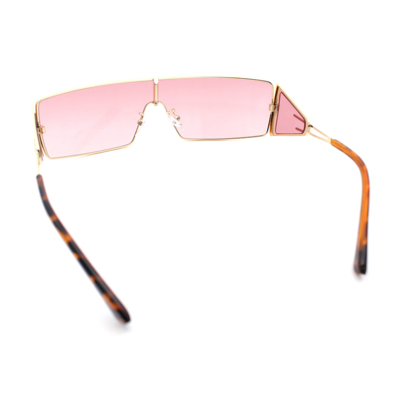 Y2K Side Visor Lens Narrow Rectangle Shield Metal Rim Sunglasses