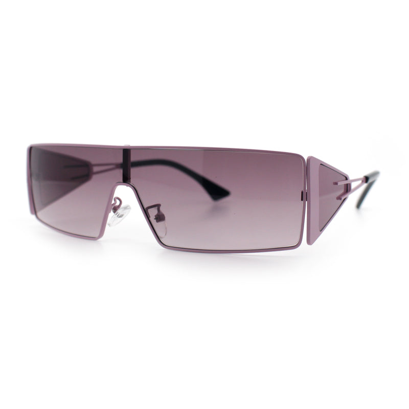 Y2K Side Visor Lens Narrow Rectangle Shield Metal Rim Sunglasses