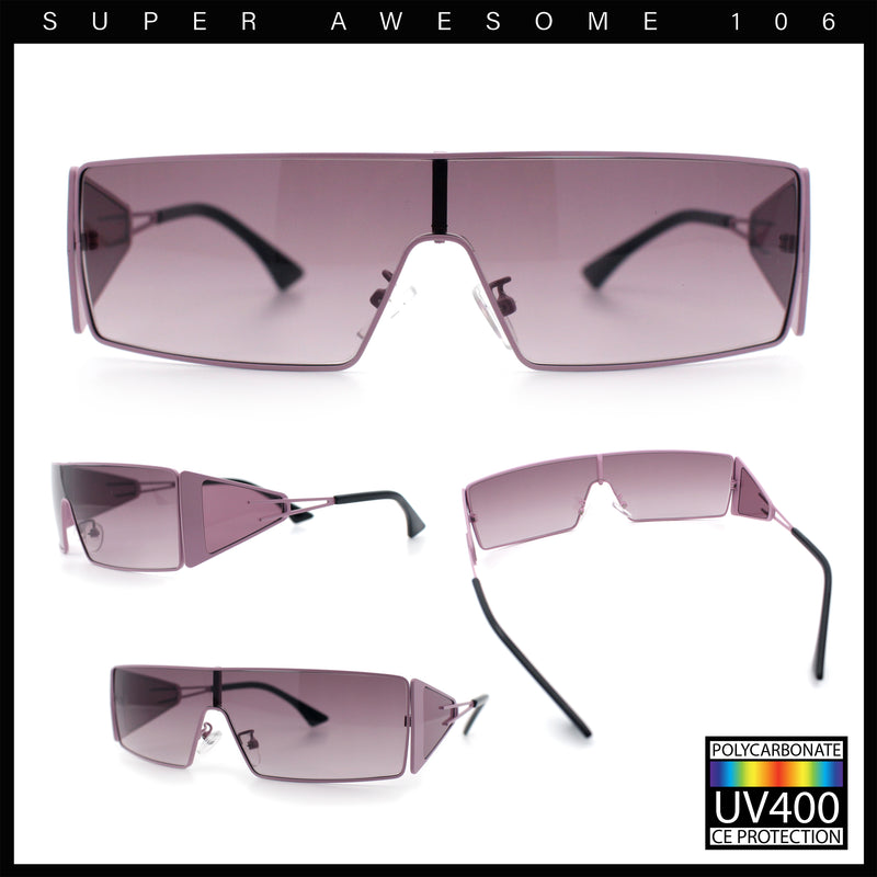 Y2K Side Visor Lens Narrow Rectangle Shield Metal Rim Sunglasses
