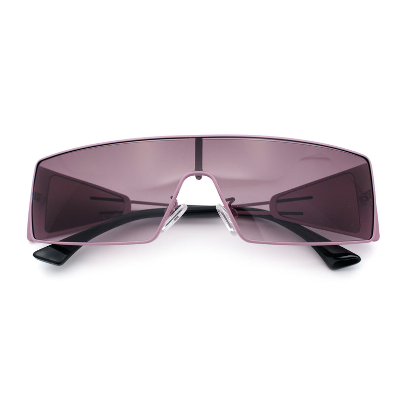 Y2K Side Visor Lens Narrow Rectangle Shield Metal Rim Sunglasses