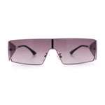 Y2K Side Visor Lens Narrow Rectangle Shield Metal Rim Sunglasses