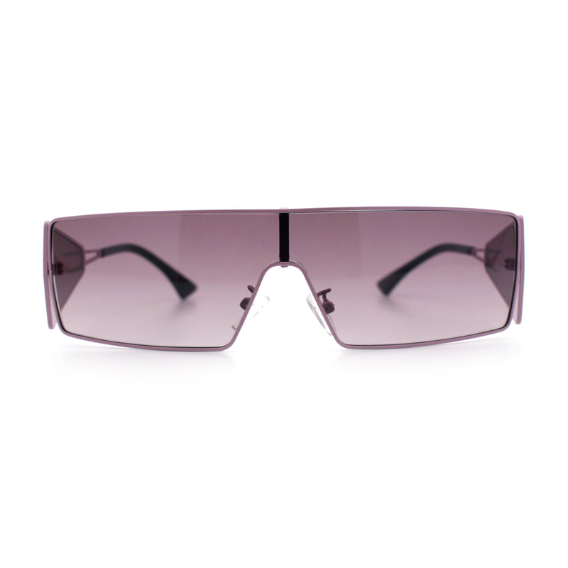 Y2K Side Visor Lens Narrow Rectangle Shield Metal Rim Sunglasses