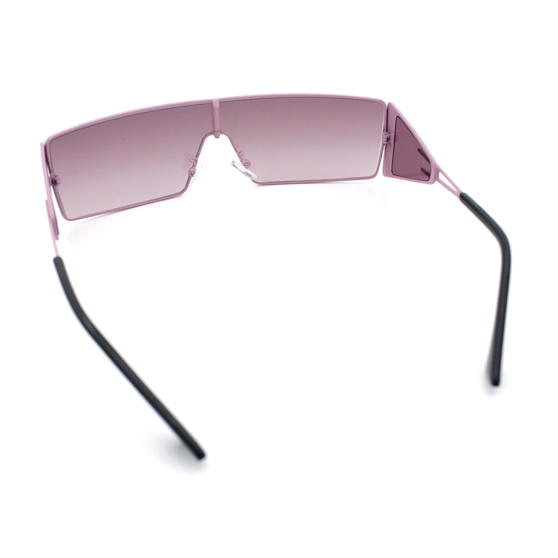 Y2K Side Visor Lens Narrow Rectangle Shield Metal Rim Sunglasses