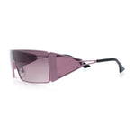 Y2K Side Visor Lens Narrow Rectangle Shield Metal Rim Sunglasses