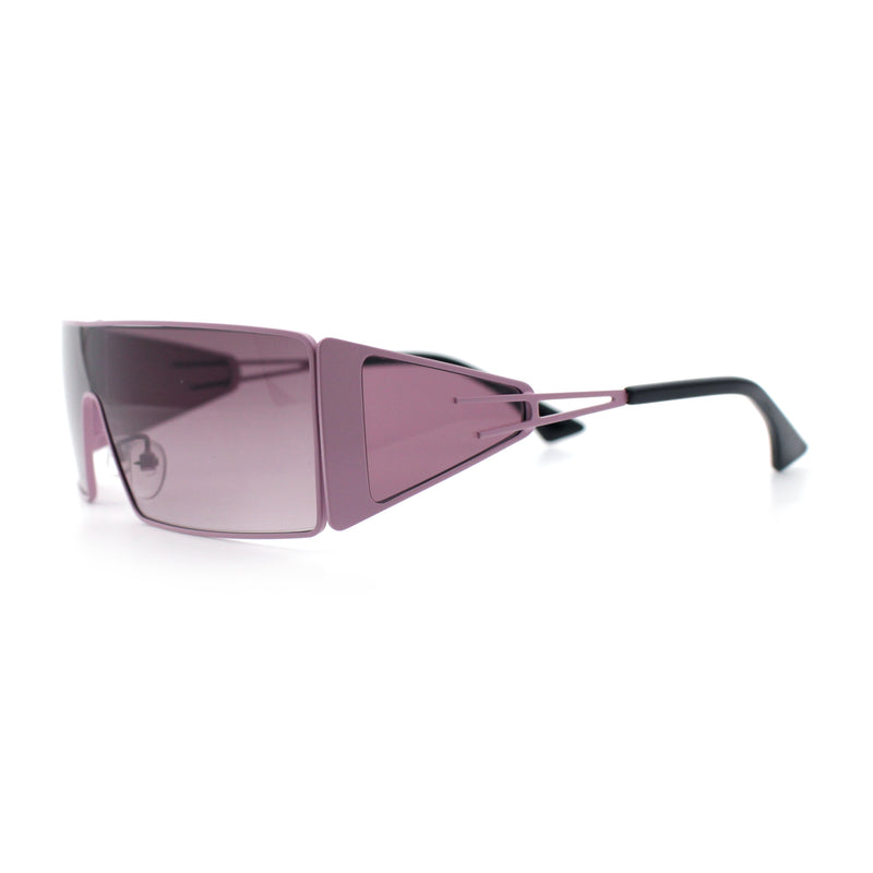 Y2K Side Visor Lens Narrow Rectangle Shield Metal Rim Sunglasses