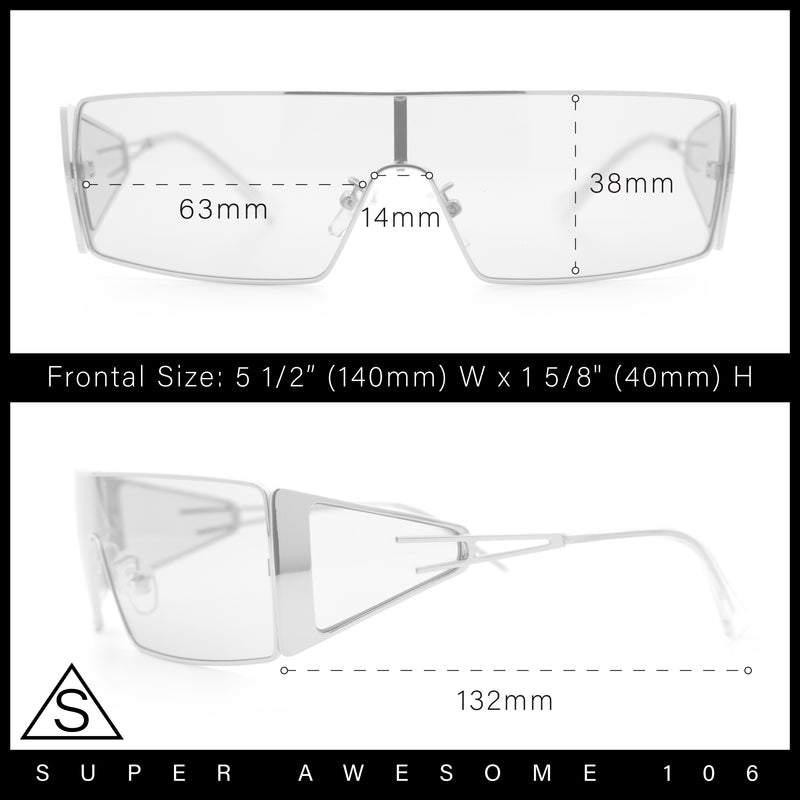 Y2K Side Visor Lens Narrow Rectangle Shield Metal Rim Sunglasses