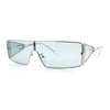 Y2K Side Visor Lens Narrow Rectangle Shield Metal Rim Sunglasses