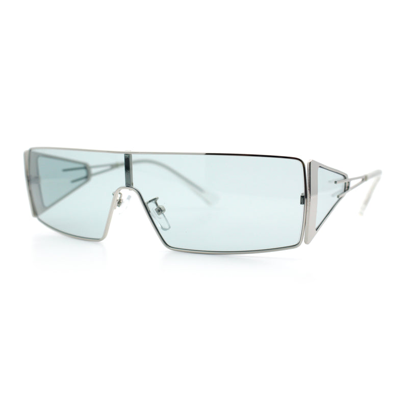Y2K Side Visor Lens Narrow Rectangle Shield Metal Rim Sunglasses