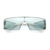 Y2K Side Visor Lens Narrow Rectangle Shield Metal Rim Sunglasses
