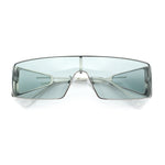 Y2K Side Visor Lens Narrow Rectangle Shield Metal Rim Sunglasses
