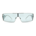 Y2K Side Visor Lens Narrow Rectangle Shield Metal Rim Sunglasses