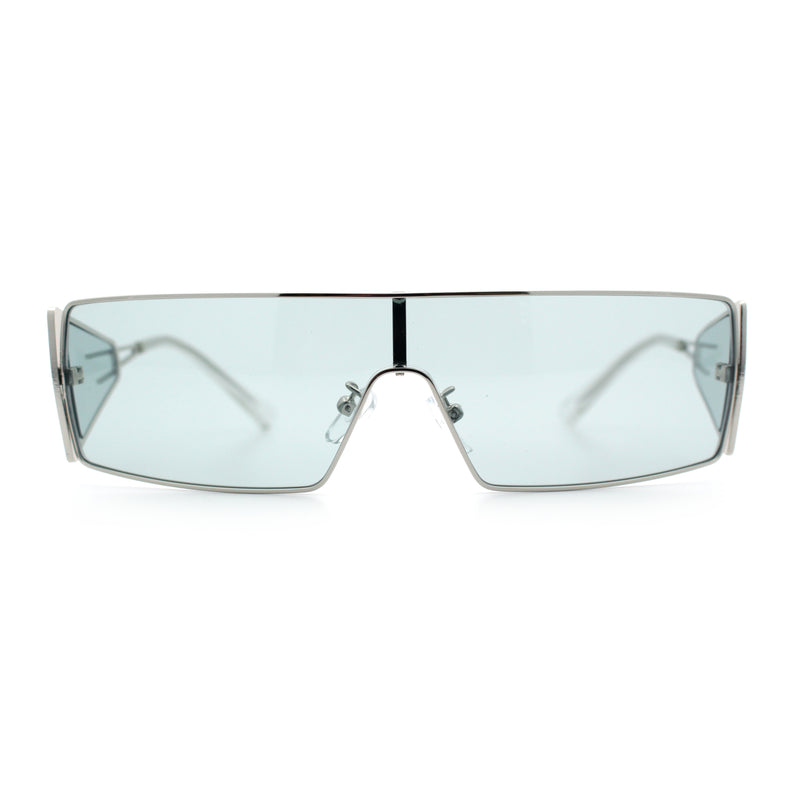 Y2K Side Visor Lens Narrow Rectangle Shield Metal Rim Sunglasses