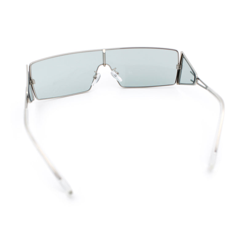 Y2K Side Visor Lens Narrow Rectangle Shield Metal Rim Sunglasses