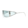 Y2K Side Visor Lens Narrow Rectangle Shield Metal Rim Sunglasses
