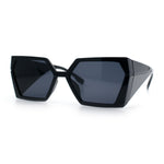 Womens Geometric Hexagon Thick Triangle Temple Mod Plastic Sunglasses