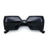 Womens Geometric Hexagon Thick Triangle Temple Mod Plastic Sunglasses