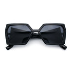 Womens Geometric Hexagon Thick Triangle Temple Mod Plastic Sunglasses