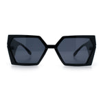 Womens Geometric Hexagon Thick Triangle Temple Mod Plastic Sunglasses