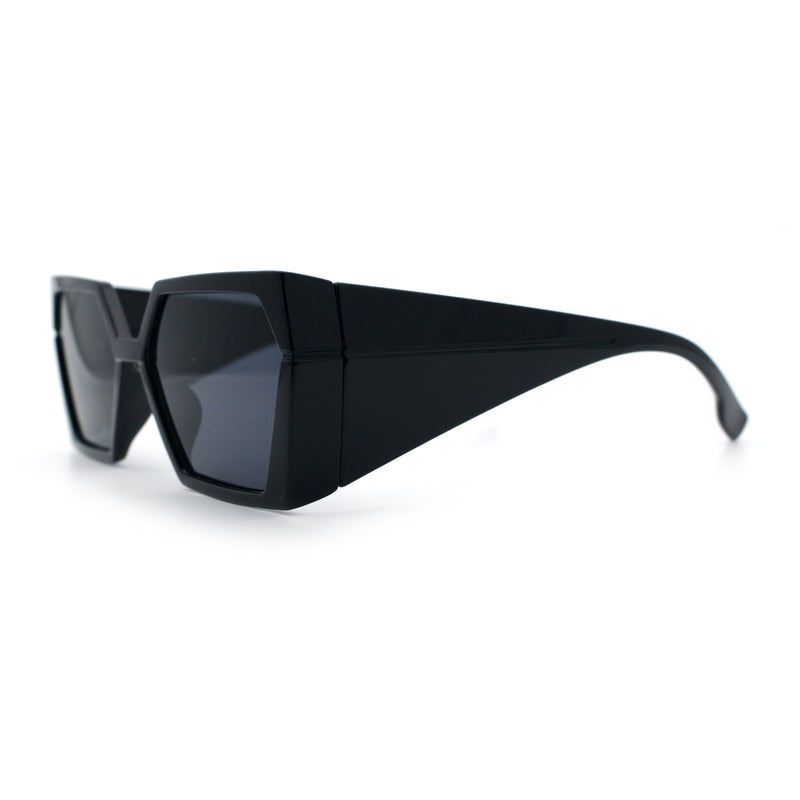 Womens Geometric Hexagon Thick Triangle Temple Mod Plastic Sunglasses