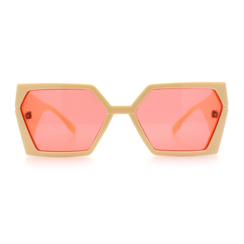 Womens Geometric Hexagon Thick Triangle Temple Mod Plastic Sunglasses