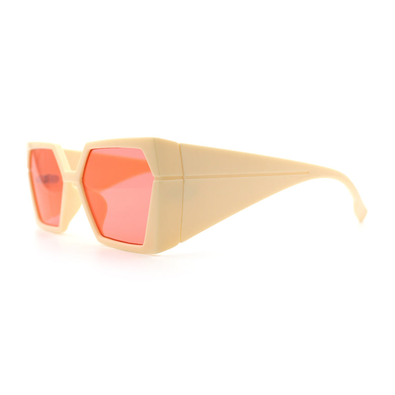Womens Geometric Hexagon Thick Triangle Temple Mod Plastic Sunglasses
