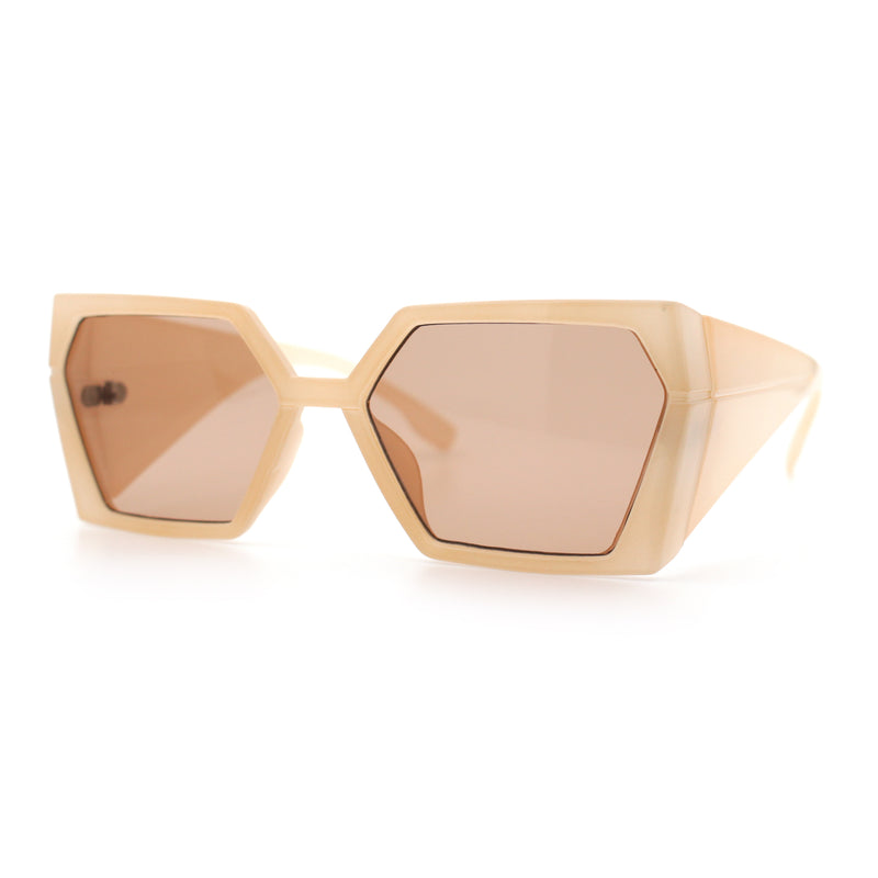 Womens Geometric Hexagon Thick Triangle Temple Mod Plastic Sunglasses