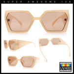 Womens Geometric Hexagon Thick Triangle Temple Mod Plastic Sunglasses