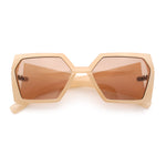 Womens Geometric Hexagon Thick Triangle Temple Mod Plastic Sunglasses
