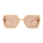 Womens Geometric Hexagon Thick Triangle Temple Mod Plastic Sunglasses