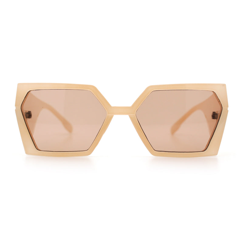 Womens Geometric Hexagon Thick Triangle Temple Mod Plastic Sunglasses