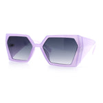Womens Geometric Hexagon Thick Triangle Temple Mod Plastic Sunglasses