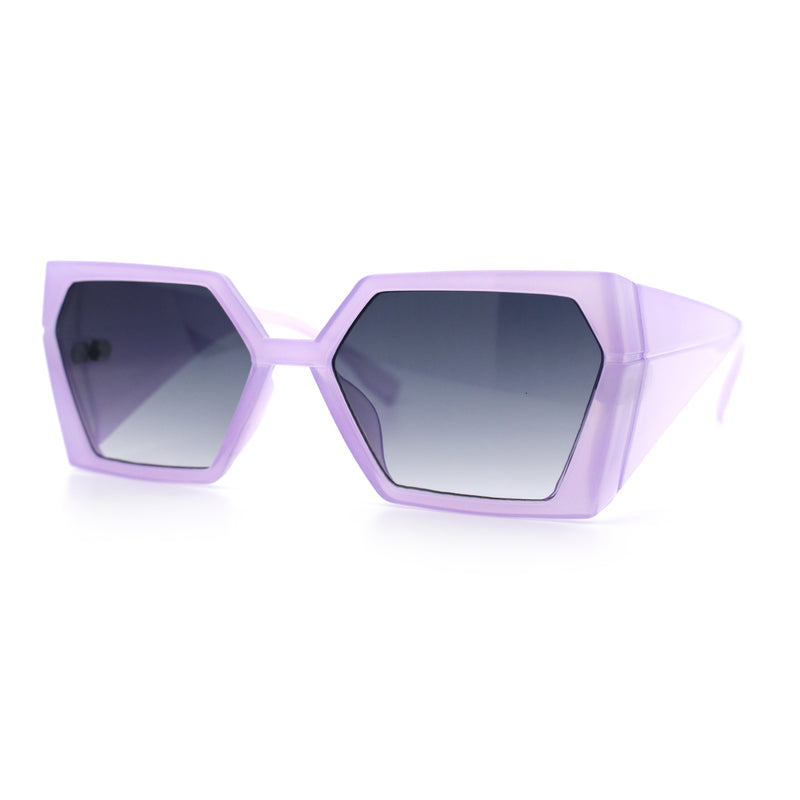 Womens Geometric Hexagon Thick Triangle Temple Mod Plastic Sunglasses
