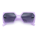 Womens Geometric Hexagon Thick Triangle Temple Mod Plastic Sunglasses