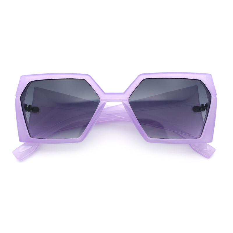 Womens Geometric Hexagon Thick Triangle Temple Mod Plastic Sunglasses
