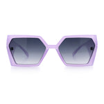 Womens Geometric Hexagon Thick Triangle Temple Mod Plastic Sunglasses