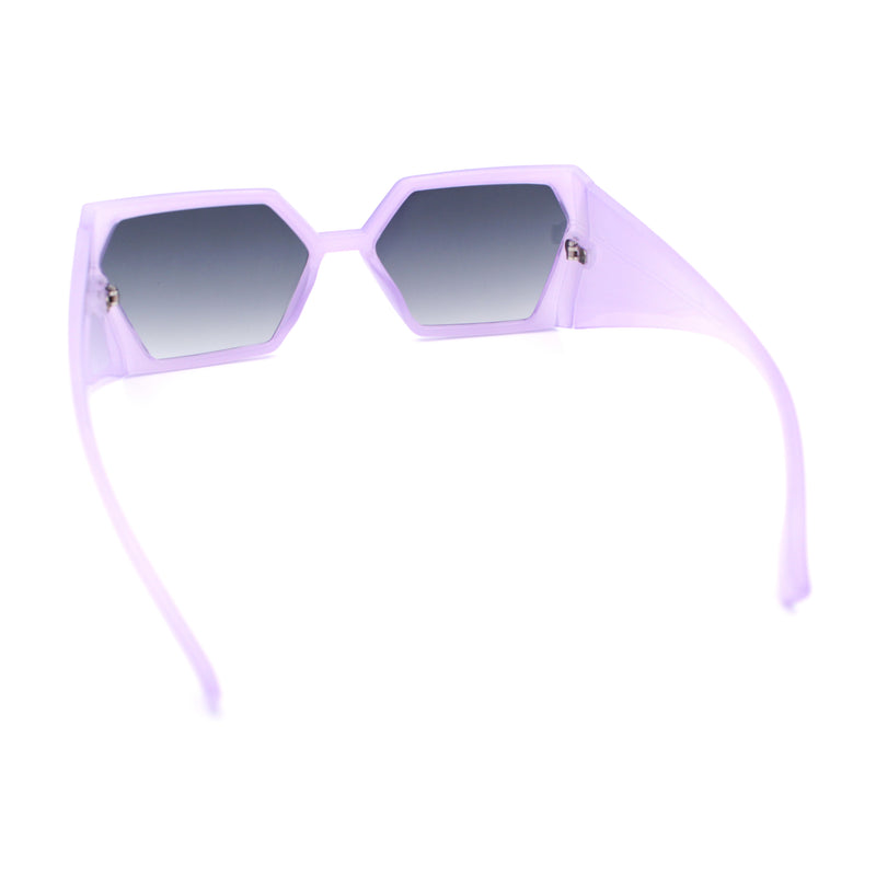 Womens Geometric Hexagon Thick Triangle Temple Mod Plastic Sunglasses