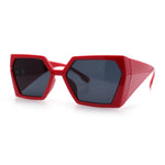 Womens Geometric Hexagon Thick Triangle Temple Mod Plastic Sunglasses