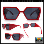Womens Geometric Hexagon Thick Triangle Temple Mod Plastic Sunglasses
