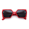 Womens Geometric Hexagon Thick Triangle Temple Mod Plastic Sunglasses
