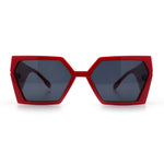 Womens Geometric Hexagon Thick Triangle Temple Mod Plastic Sunglasses