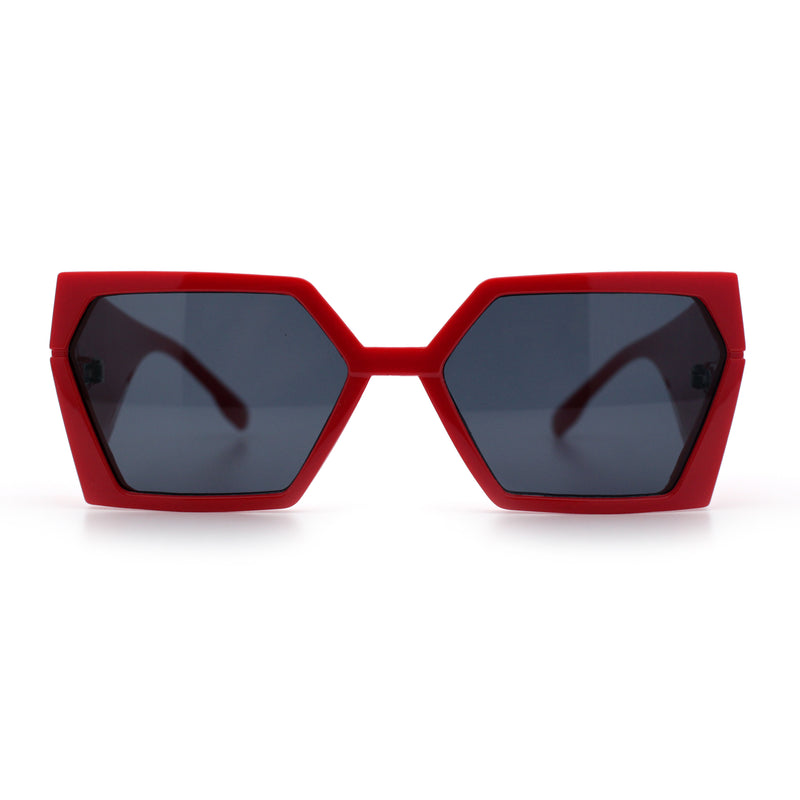 Womens Geometric Hexagon Thick Triangle Temple Mod Plastic Sunglasses