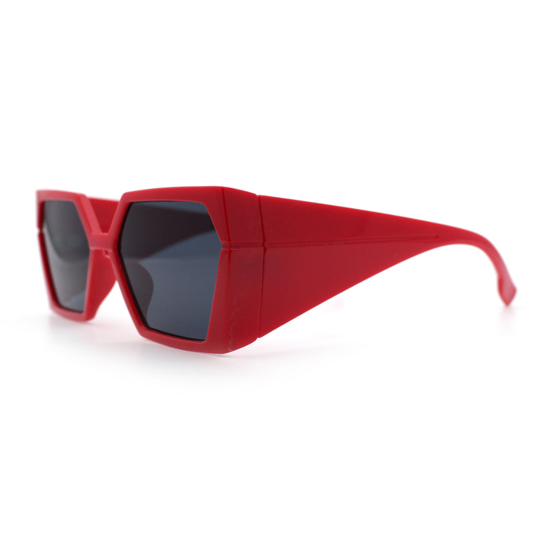Womens Geometric Hexagon Thick Triangle Temple Mod Plastic Sunglasses