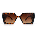 Womens Geometric Hexagon Thick Triangle Temple Mod Plastic Sunglasses