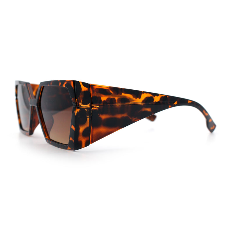 Womens Geometric Hexagon Thick Triangle Temple Mod Plastic Sunglasses